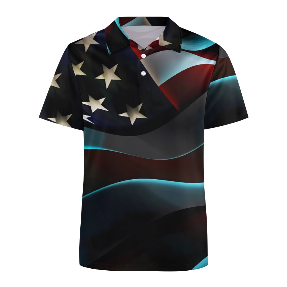 Men's zipper short-sleeved fashion full-printed Polo shirt 2305101264