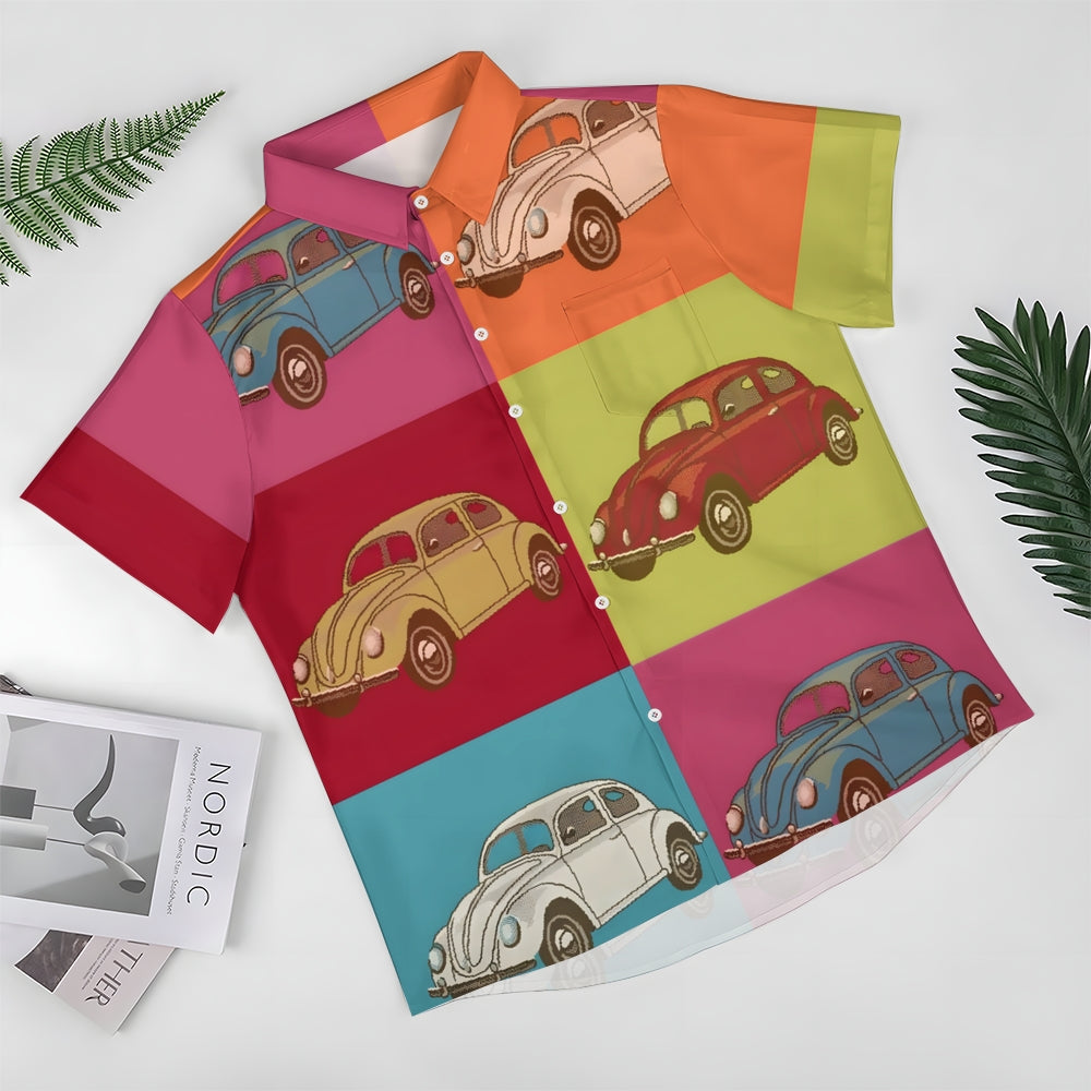 Urlaubs-Hawaiihemd mit bemaltem Auto-Print für Herren 2305106037