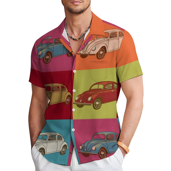 Men's Painted Car Print Vacation Hawaiian Shirt 2305106037