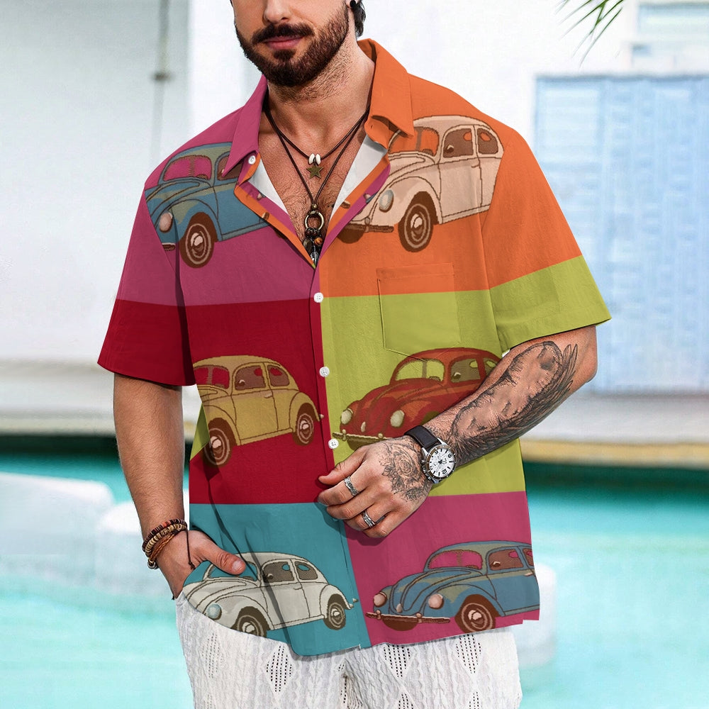 Men's Painted Car Print Vacation Hawaiian Shirt 2305106037