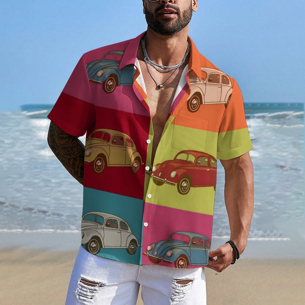 Men's Painted Car Print Vacation Hawaiian Shirt 2305106037