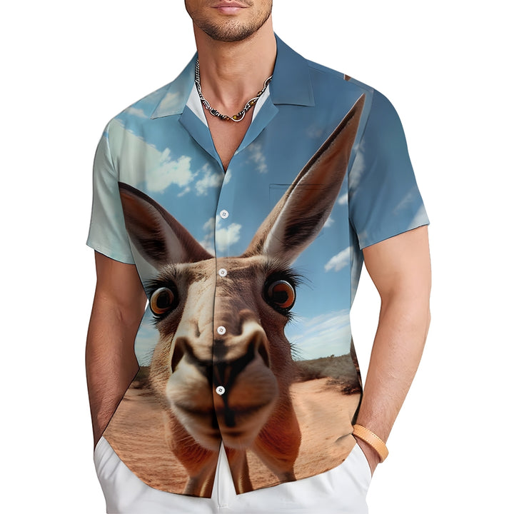 Casual Men's Hawaiian Animal Short Sleeve Shirt 2305105256