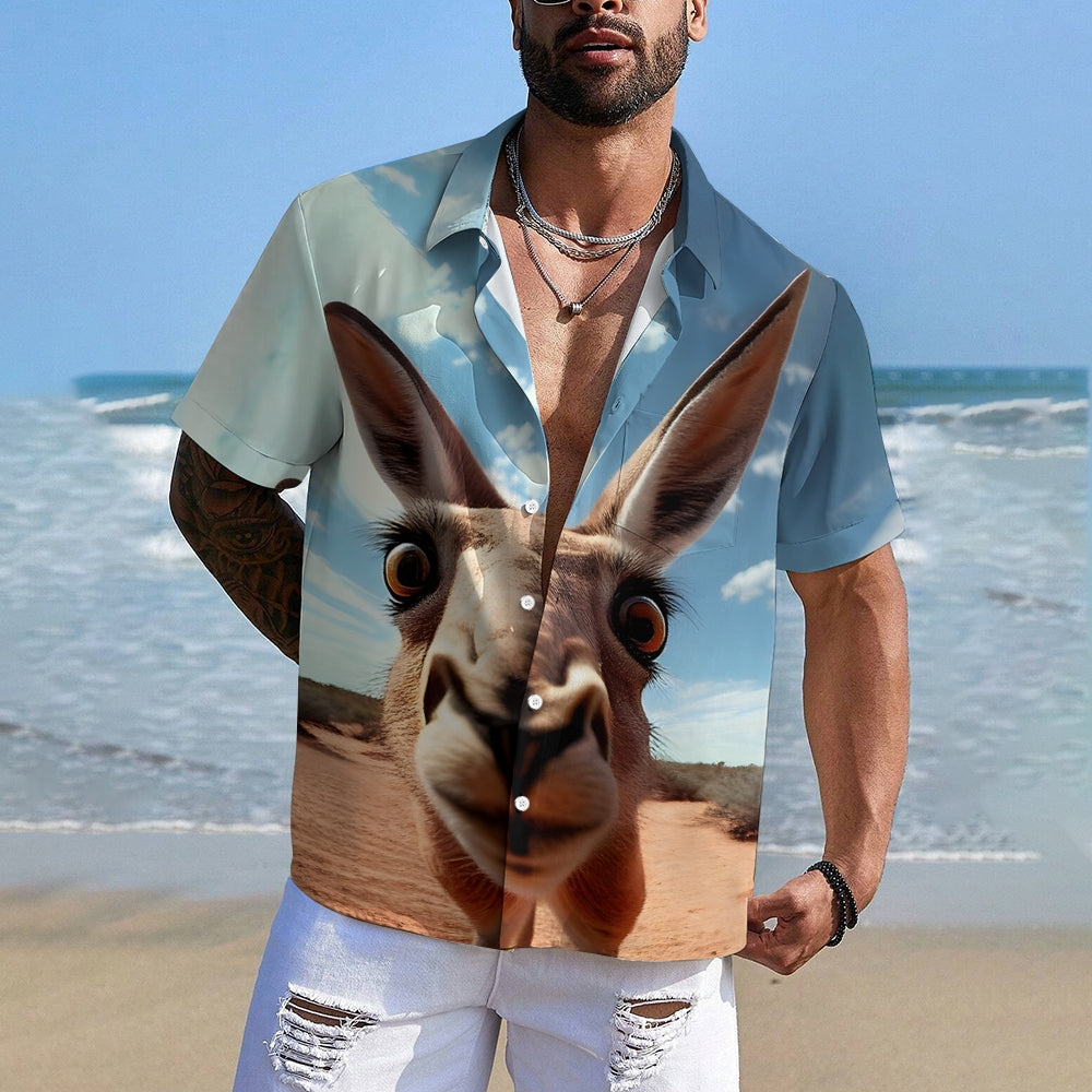 Casual Men's Hawaiian Animal Short Sleeve Shirt 2305105256