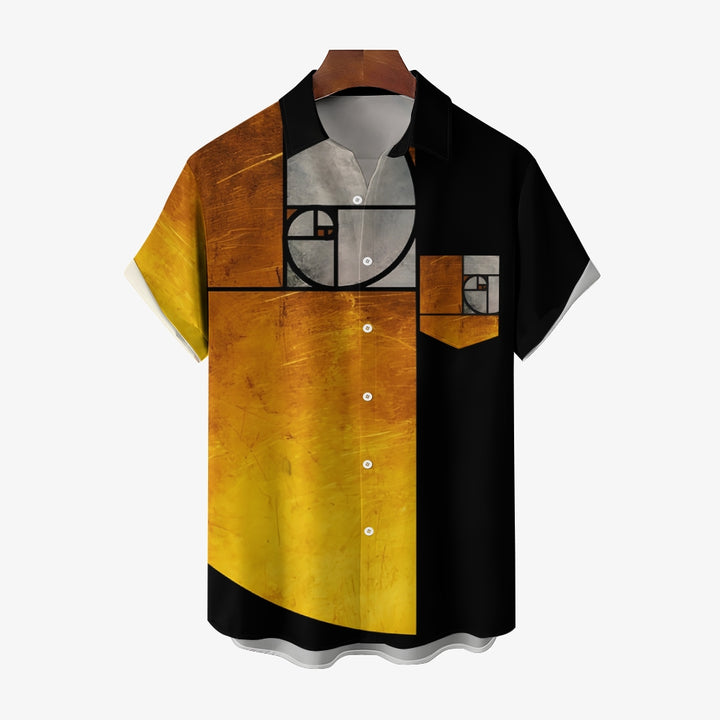 Men's Golden Ratio Printed Casual Short Sleeve Shirt 2306103837