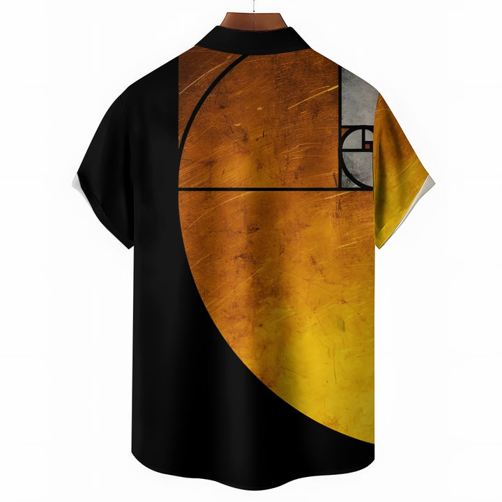 Men's Golden Ratio Printed Casual Short Sleeve Shirt 2306103837