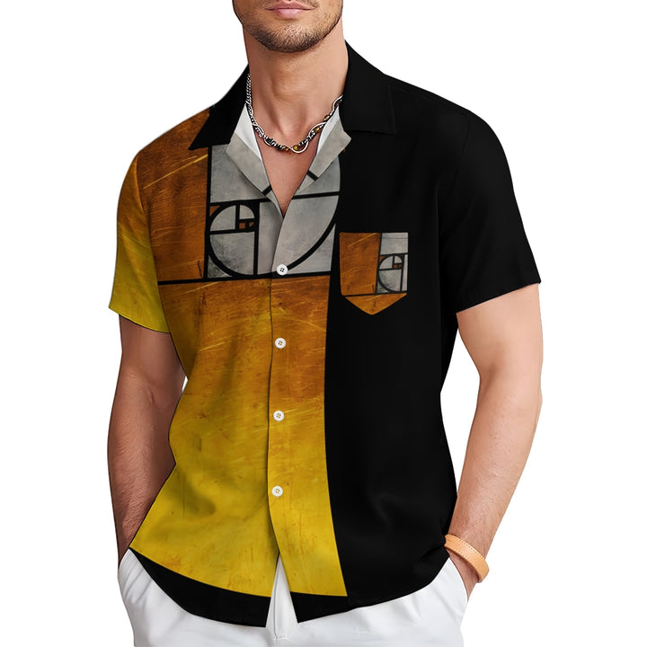 Men's Golden Ratio Printed Casual Short Sleeve Shirt 2306103837