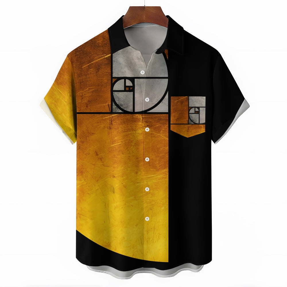 Men's Golden Ratio Printed Casual Short Sleeve Shirt 2306103837