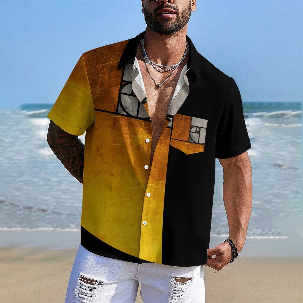 Men's Golden Ratio Printed Casual Short Sleeve Shirt 2306103837