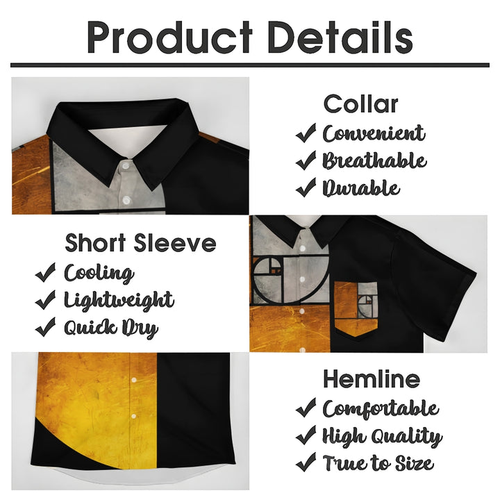 Men's Golden Ratio Printed Casual Short Sleeve Shirt 2306103837