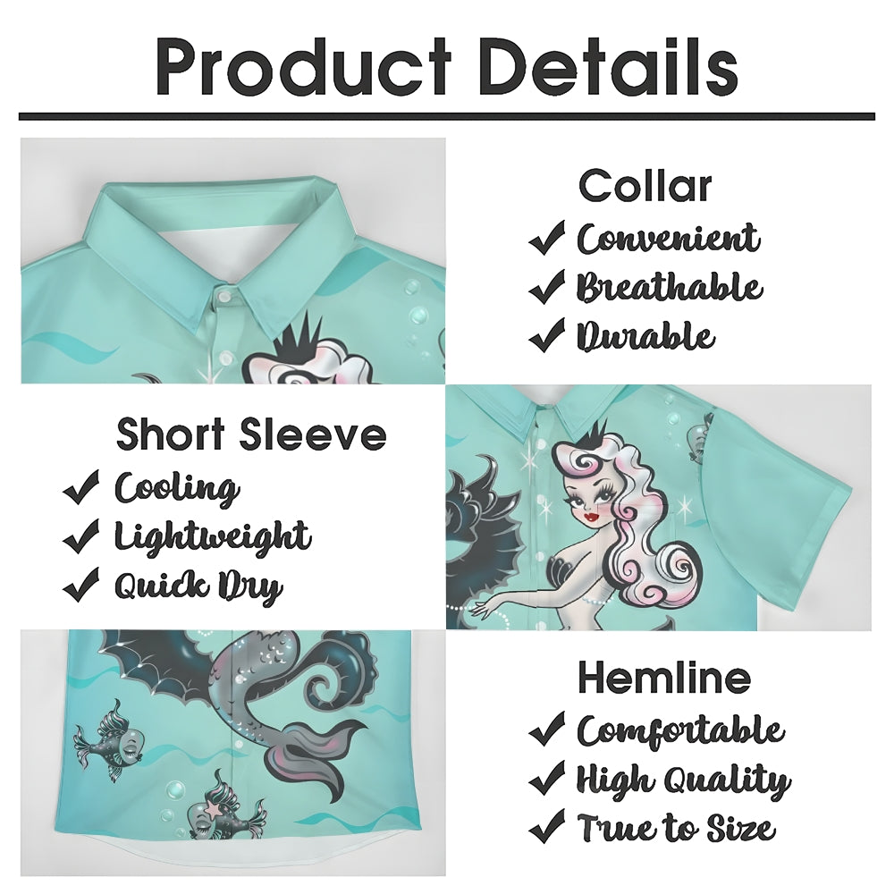 Seahorse Mermaid Casual Short Sleeve Shirt 2402000091