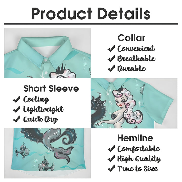 Seahorse Mermaid Casual Short Sleeve Shirt 2402000091