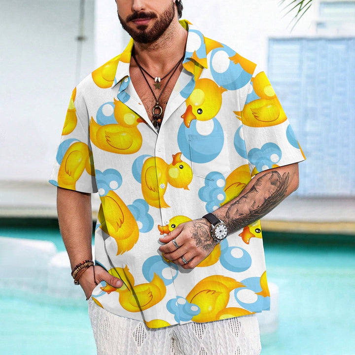 Men's Hawaiian Duck Print Casual Short Sleeve Shirt 2306105797