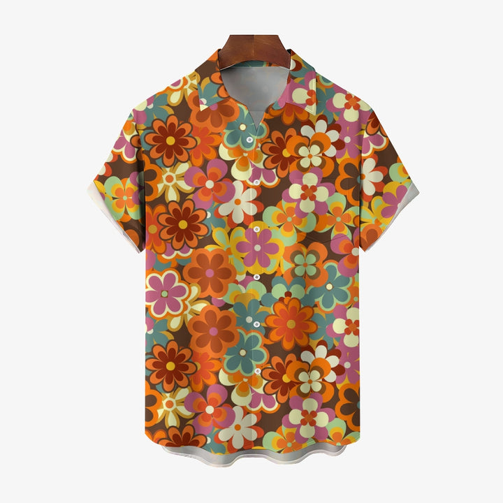 Men's Hawaiian Flowers Casual Short Sleeve Shirt 2402000329