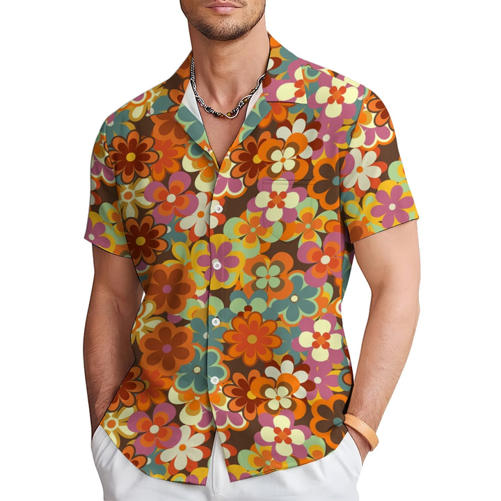 Men's Hawaiian Flowers Casual Short Sleeve Shirt 2402000329