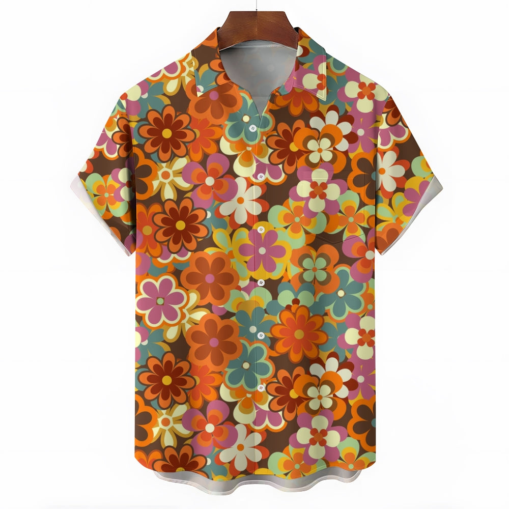 Men's Hawaiian Flowers Casual Short Sleeve Shirt 2402000329