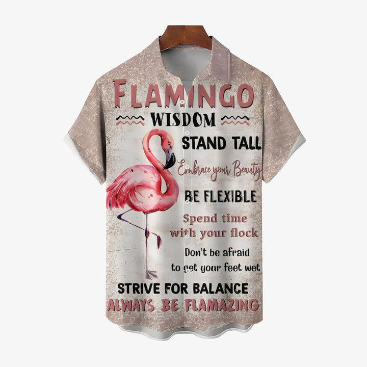 Men's Flamingo Casual Short Sleeve Shirt 2311000280