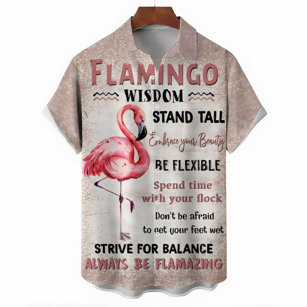 Men's Flamingo Casual Short Sleeve Shirt 2311000280