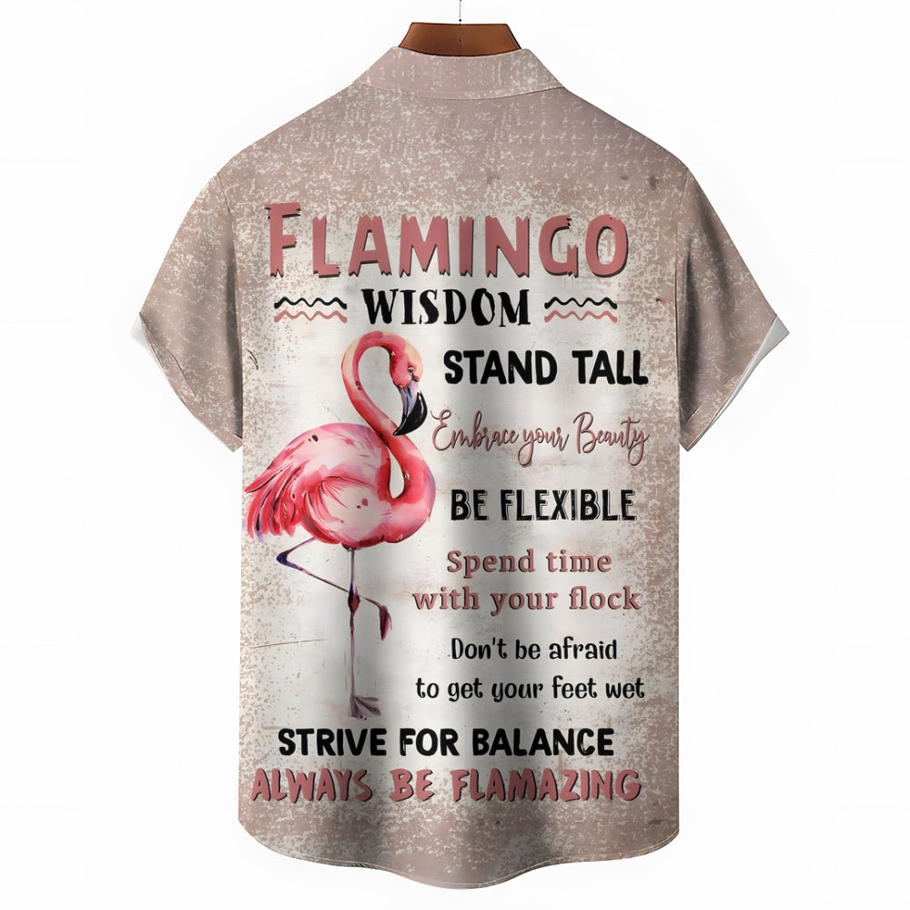 Men's Flamingo Casual Short Sleeve Shirt 2311000280