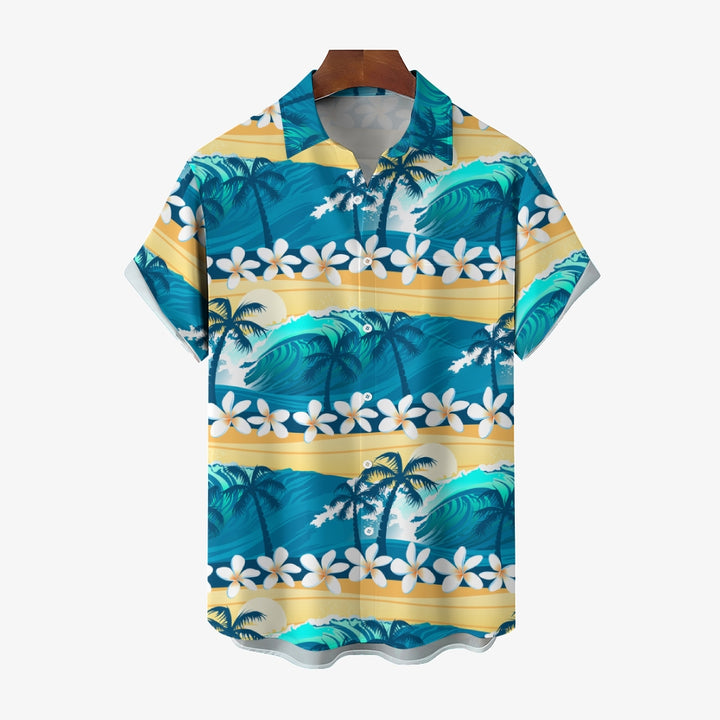 Men's Hawaiian Coconut Palm Casual Short Sleeve Shirt 2311000632