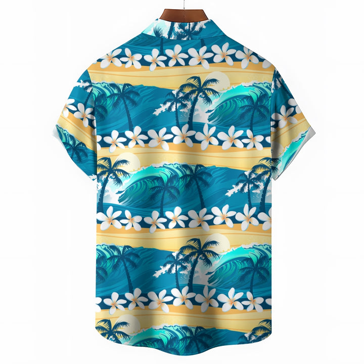 Men's Hawaiian Coconut Palm Casual Short Sleeve Shirt 2311000632