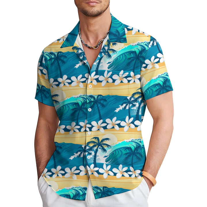 Men's Hawaiian Coconut Palm Casual Short Sleeve Shirt 2311000632