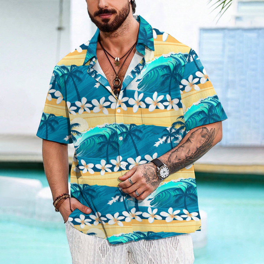 Men's Hawaiian Coconut Palm Casual Short Sleeve Shirt 2311000632