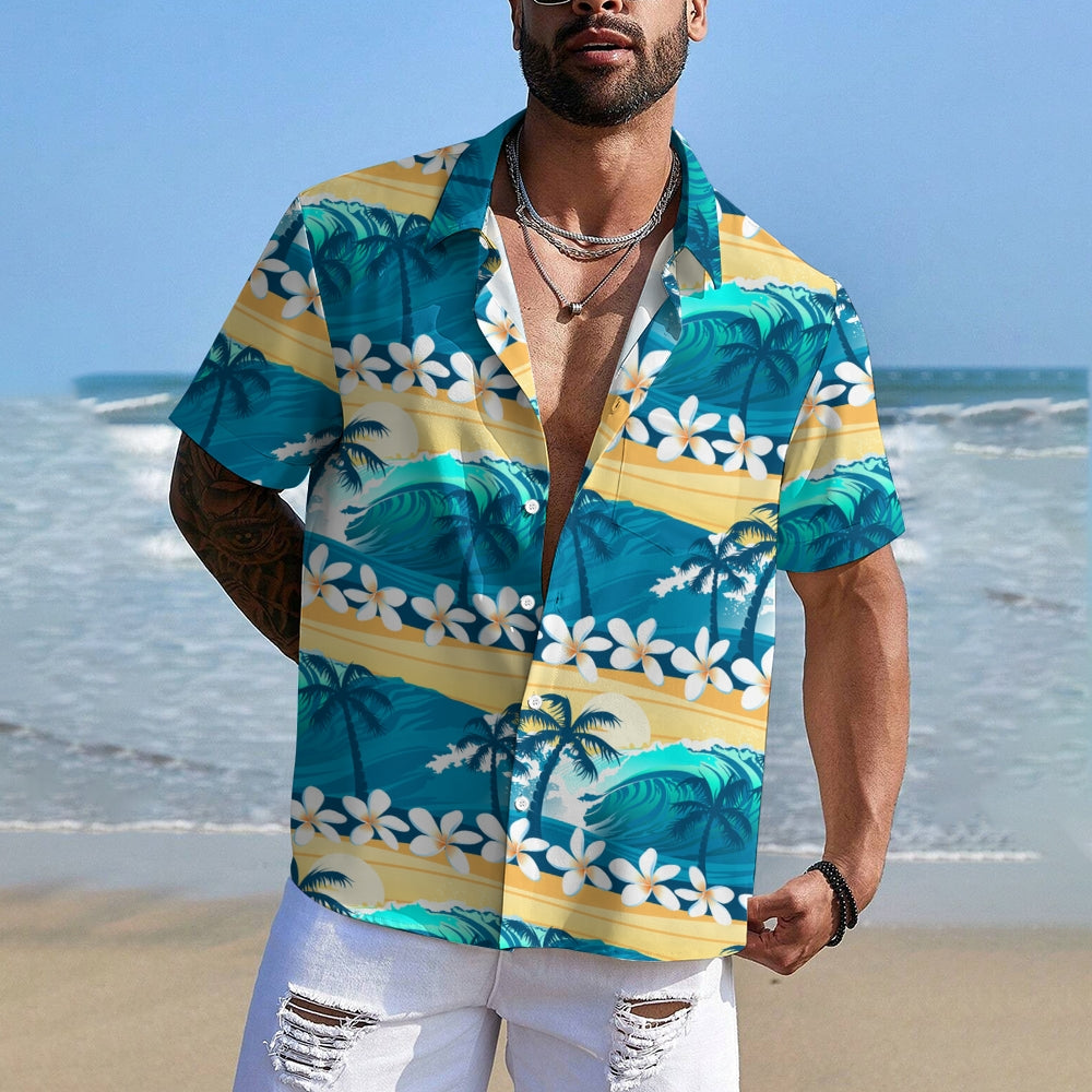 Men's Hawaiian Coconut Palm Casual Short Sleeve Shirt 2311000632