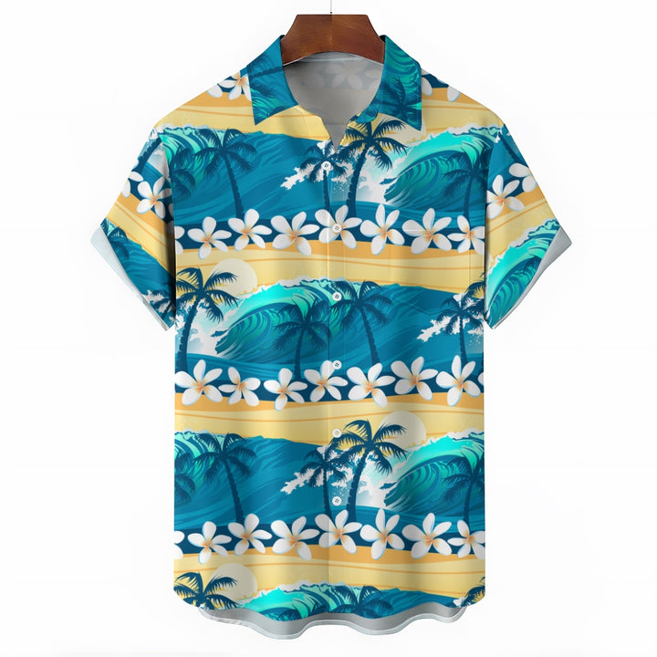 Men's Hawaiian Coconut Palm Casual Short Sleeve Shirt 2311000632