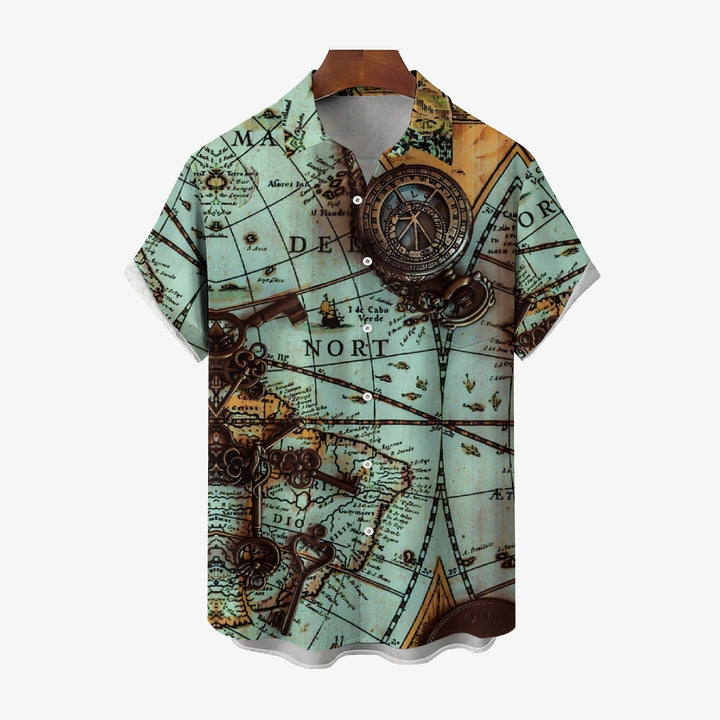 Men's Map Casual Short Sleeve Shirt 2312000522