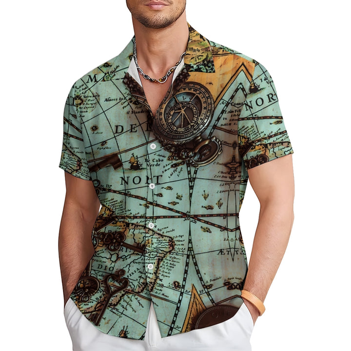 Men's Map Casual Short Sleeve Shirt 2312000522