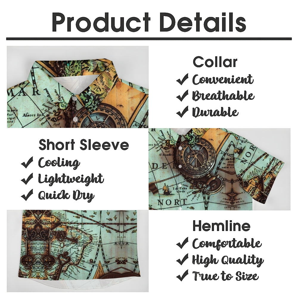 Men's Map Casual Short Sleeve Shirt 2312000522