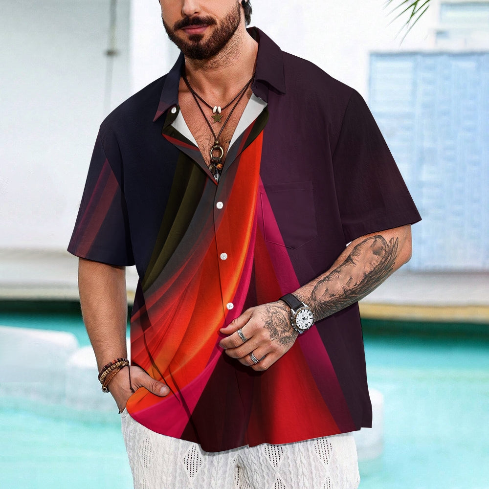 Men's Texture Casual Short Sleeve Shirt 2312000500