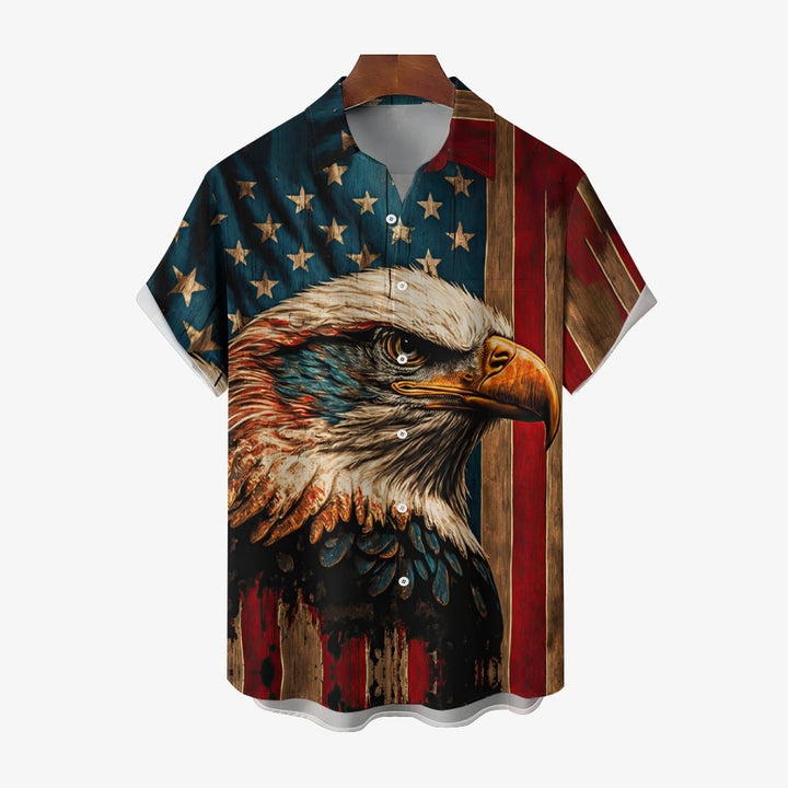 Men's Eagle Painted Art Print Vacation Short Sleeve Shirt 2305105846