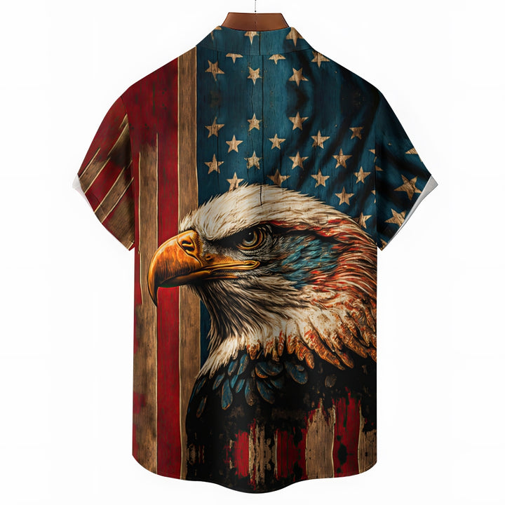 Men's Eagle Painted Art Print Vacation Short Sleeve Shirt 2305105846