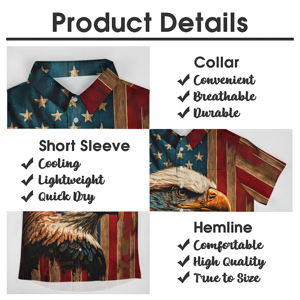 Men's Eagle Painted Art Print Vacation Short Sleeve Shirt 2305105846