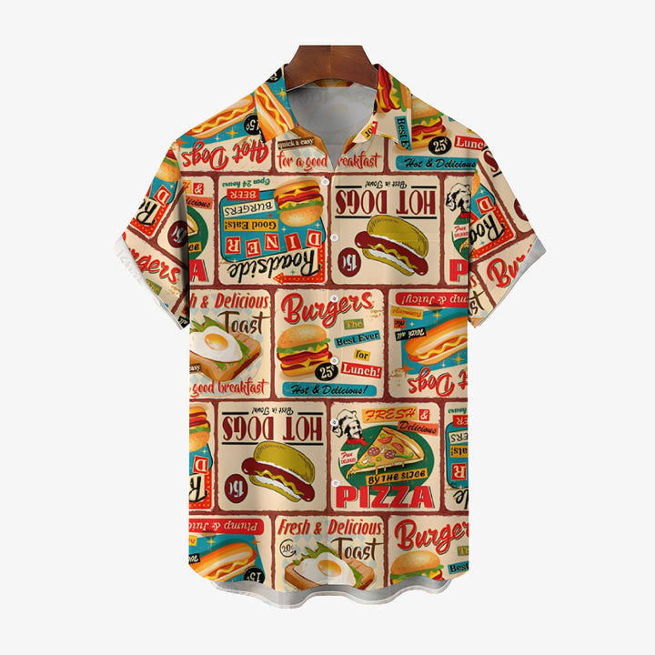 Men's Hamburger Fast Casual Short Sleeve Shirt 2401000253