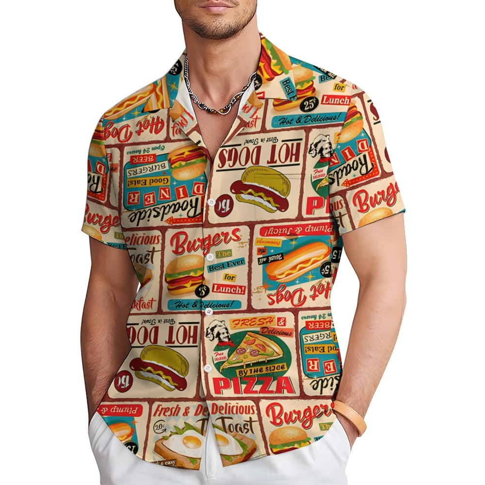 Men's Hamburger Fast Casual Short Sleeve Shirt 2401000253