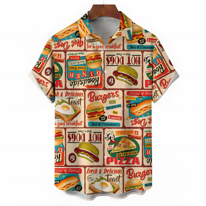 Men's Hamburger Fast Casual Short Sleeve Shirt 2401000253