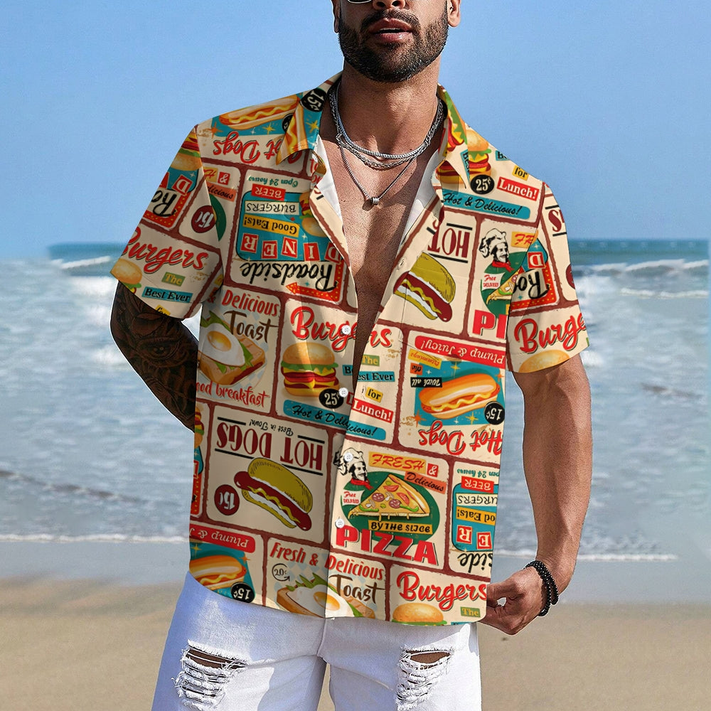 Men's Hamburger Fast Casual Short Sleeve Shirt 2401000253