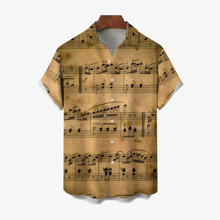 Men's Sheet Music Casual Short Sleeve Shirt 2401000081