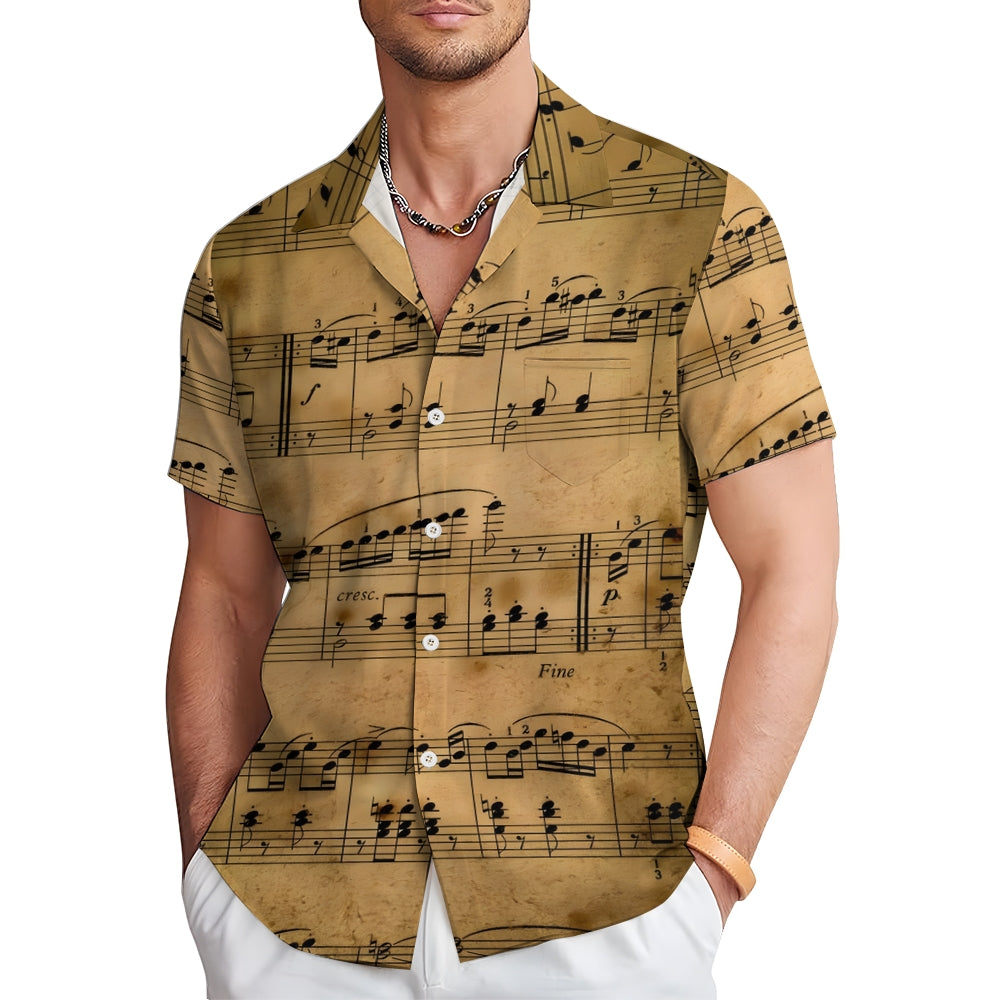 Men's Sheet Music Casual Short Sleeve Shirt 2401000081