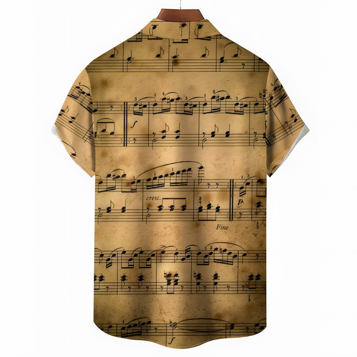 Men's Sheet Music Casual Short Sleeve Shirt 2401000081