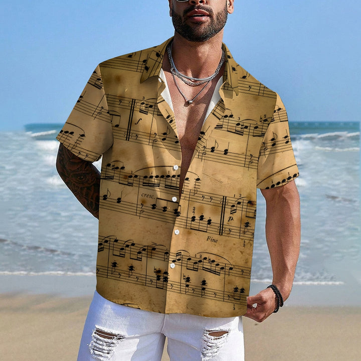 Men's Sheet Music Casual Short Sleeve Shirt 2401000081