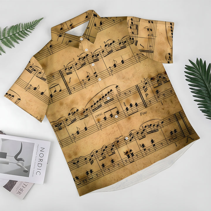 Men's Sheet Music Casual Short Sleeve Shirt 2401000081