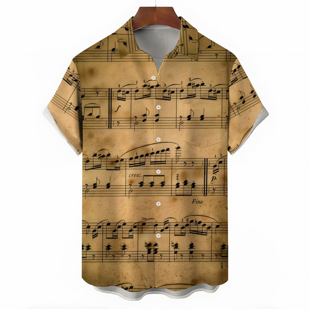 Men's Sheet Music Casual Short Sleeve Shirt 2401000081