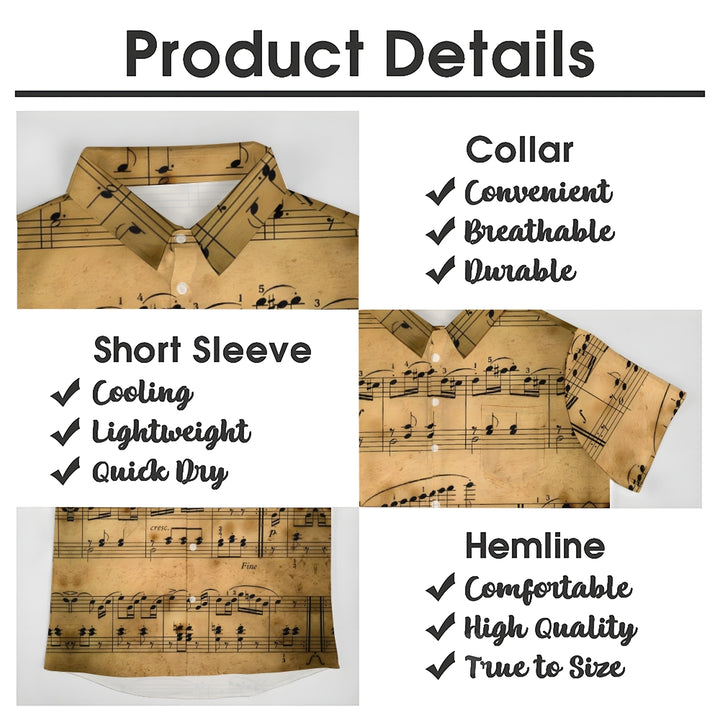 Men's Sheet Music Casual Short Sleeve Shirt 2401000081