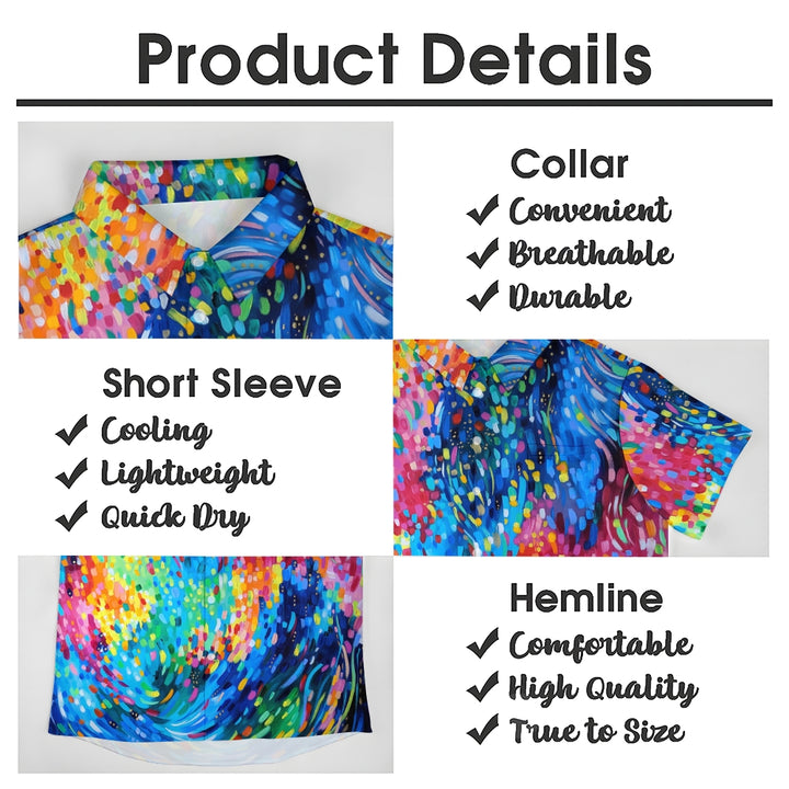 Men's Colorful Flowing Brushstroke Art Casual Short Sleeve Shirt 2311000605