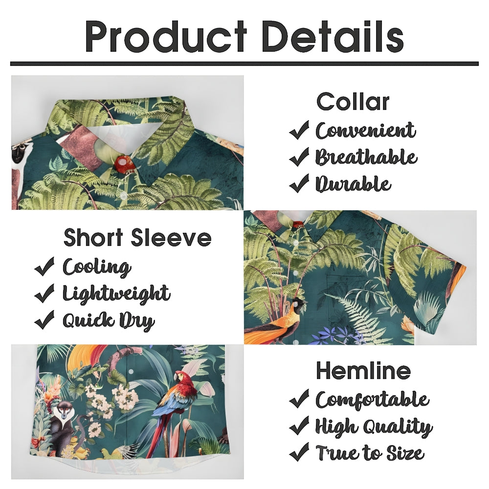 Men's Tropical Rainforest Print Casual Short Sleeve Shirt 2402000169