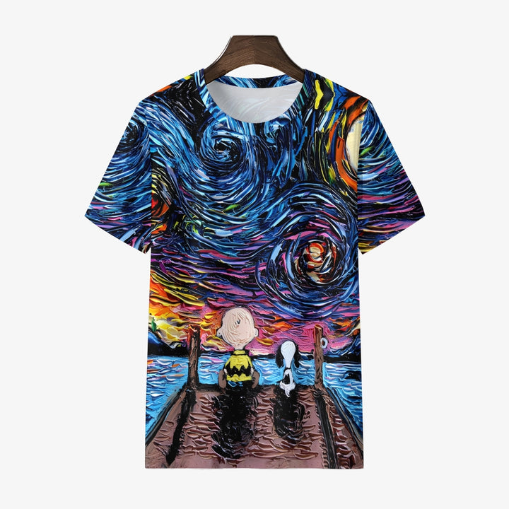 Men'S Round Neck Cartoon Casual T-Shirt 2403000158