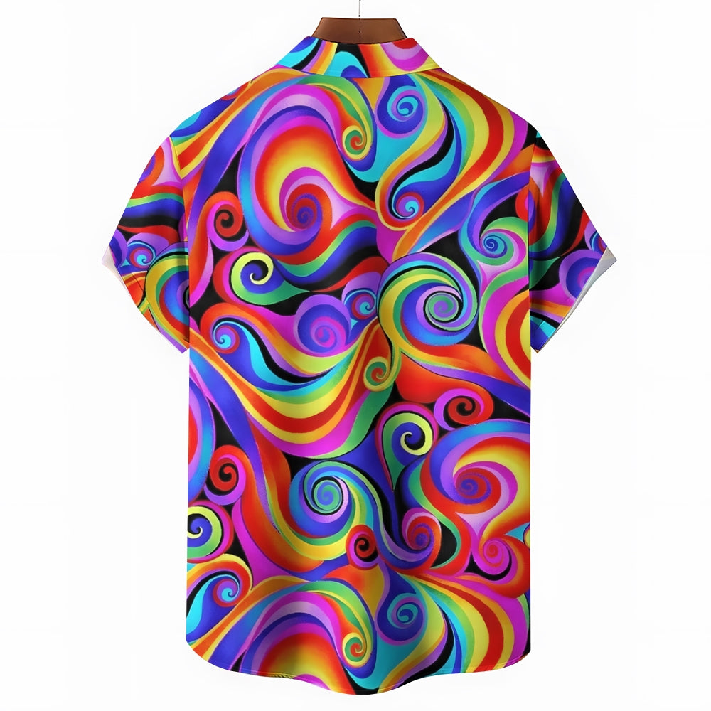 Men's Colorful Printed Casual Short Sleeve Shirt 2306103186